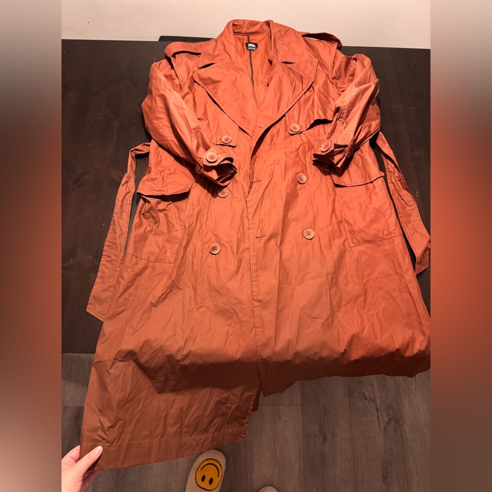 Zara Waterproof Brown Oversized Trench Coat - Picture 5 of 11